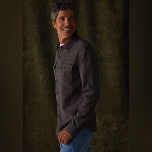 The Normal Brand Comfort Terry Shirt Jacket in Steel